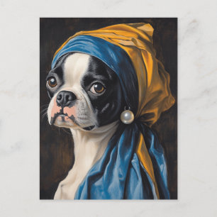 Carte Postale Boston Terrier Avec Perle Élevant Parodie