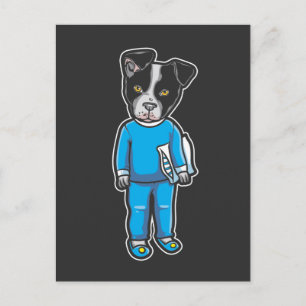 Carte Postale Boston Terrier Chien Pyjama Puppy Sleep Heure du l