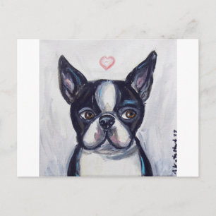 Carte Postale Boston Terrier Coeur d'amour
