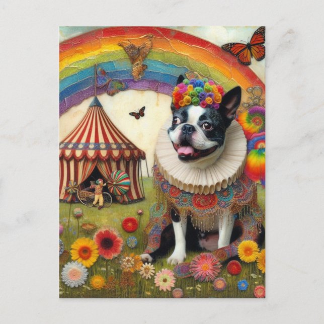Carte Postale Boston Terrier Colorful Circus (Devant)