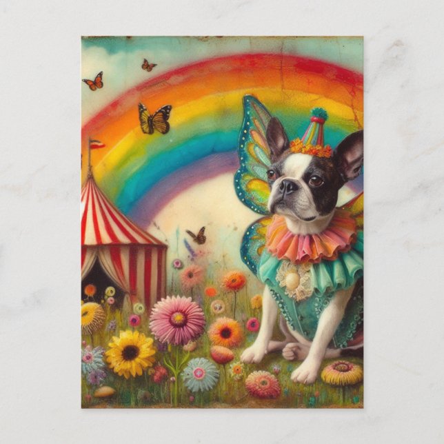 Carte Postale Boston Terrier Fairy Circus (Devant)