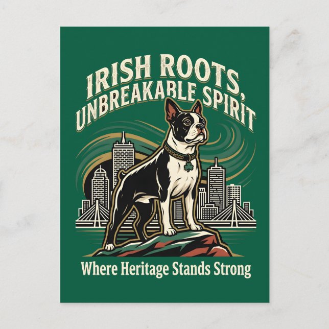 Carte Postale Boston Terrier Irish Heritage Pride (Devant)