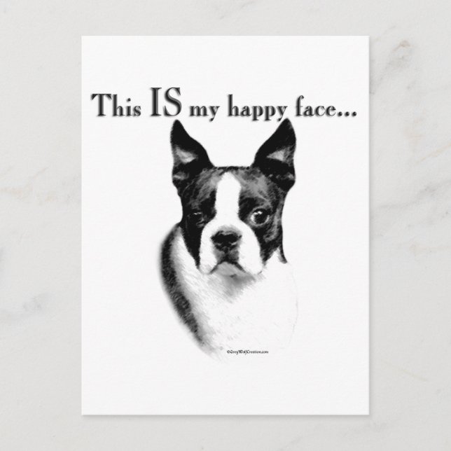 Carte Postale Boston Terrier Joyeux Visage (Devant)