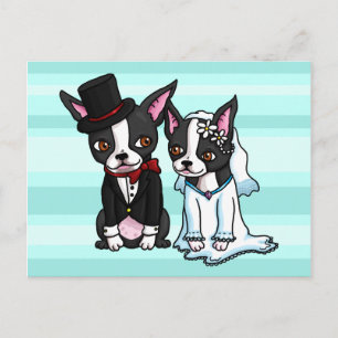 Carte Postale Boston Terrier mariée et mariée