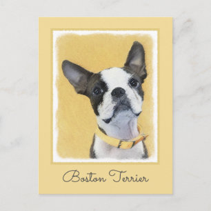 Carte Postale Boston Terrier Peinture - Cute Original Chien Art