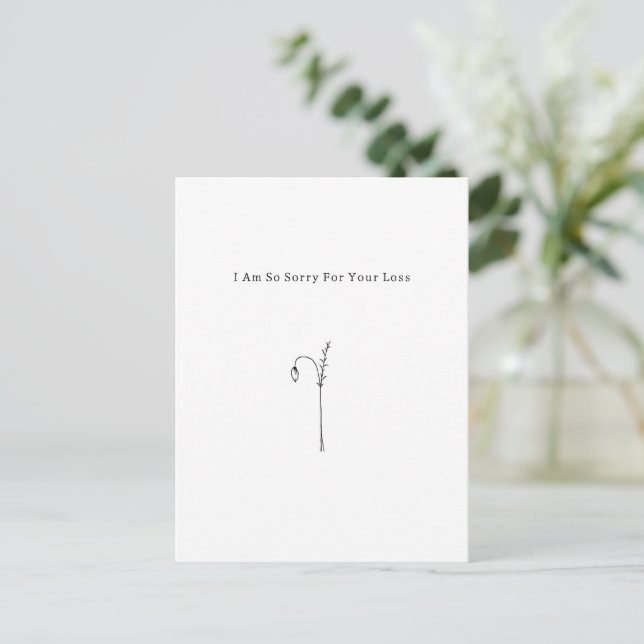 Carte Postale Botanical Grief Mourning Pardon For Your Loss Card (Debout devant)