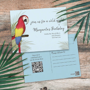 Carte Postale Botanical Wild Birthday Bird QR Code Social Media 