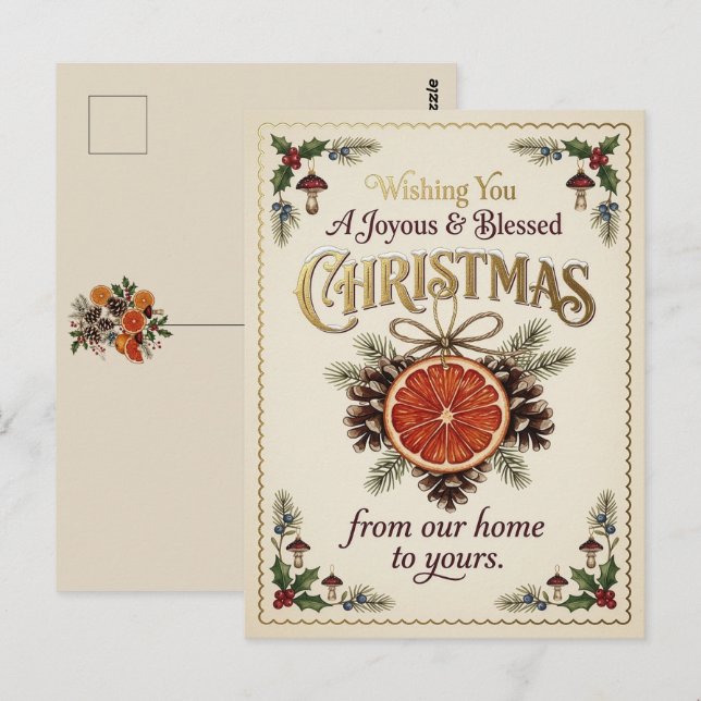 Carte Postale Botaniques de Noël vintage (Devant / Derrière)