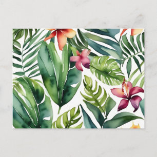 Carte Postale Botaniques Tropicales Feuillage Aquarelle Vibrante