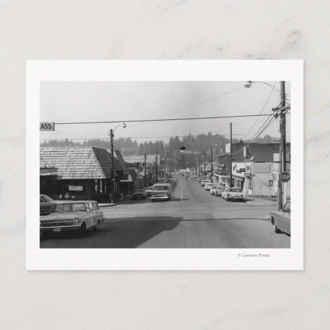 Carte Postale Bothell, WA - Downtown Street Scene Photograph (Devant)