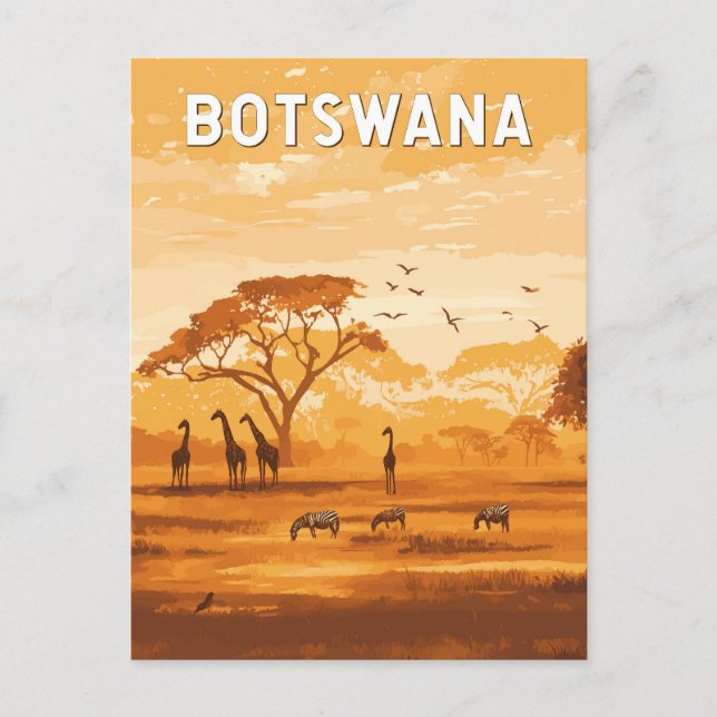 Carte Postale Botswana Illustration Travel Art Vintage (Devant)