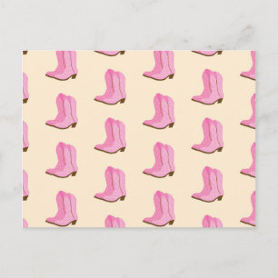 Carte Postale Bottes de cowboy rose cowgirl Country Texas Ranch