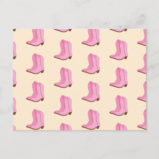 Carte Postale Bottes de cowboy rose cowgirl Country Texas Ranch (Devant)
