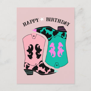 Carte Postale Bottes de cowgirl occidentales modernes pour anniv