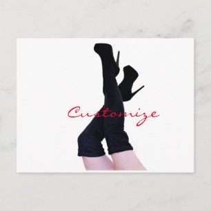 Carte Postale Bottes en cuir noir à hauteur de cuisse Thunder_Co