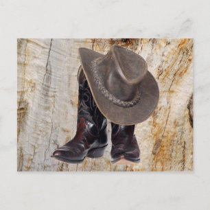 Carte Postale Bottes et Casquette de cowboy