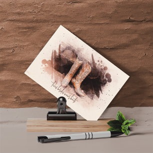 Carte Postale Bottes mariages près de l'aquarelle du bois