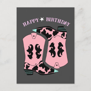 Carte Postale Bottes occidentales de cowgirl Ranch Anniversaire 