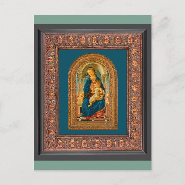 Carte Postale Botticelli (1445-1510) Vierge à l'Enfant Enthronée (Devant)