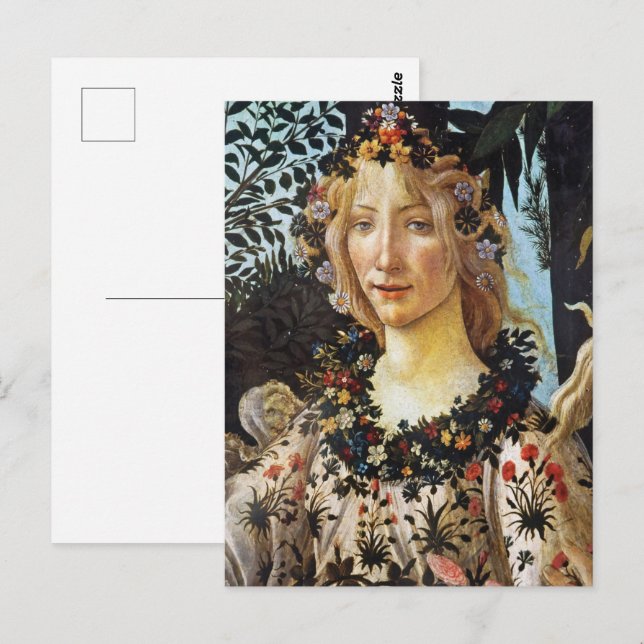 Carte Postale Botticelli Flora Déesse du Printemps Art floral (Devant / Derrière)