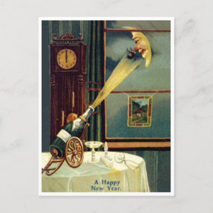 Carte Postale Bouchon de vin atteignant la lune