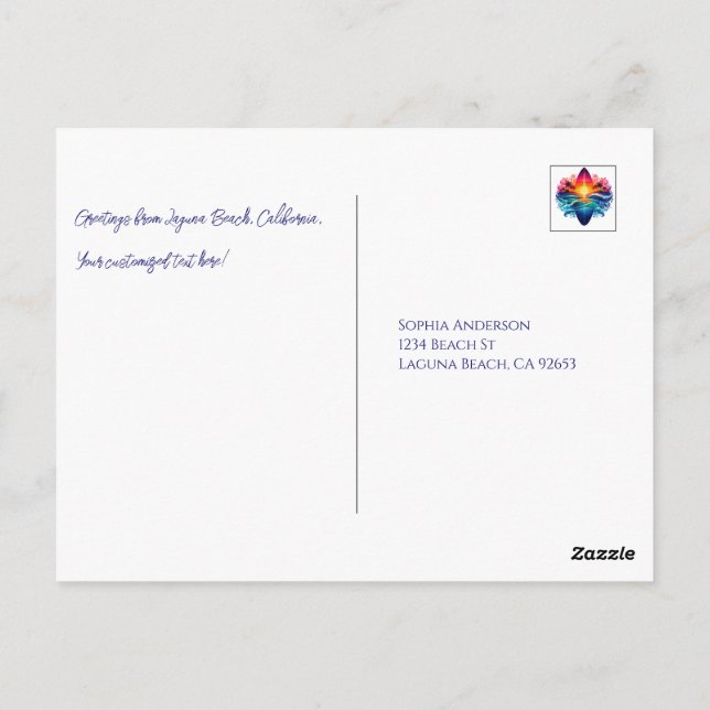 Carte Postale Boucles de surf couché de soleil (Dos)