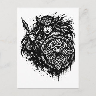 Carte Postale Bouclier de la vierge guerrière – Encre de guerrie