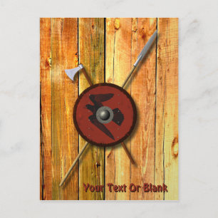Carte Postale Bouclier Et Armes De Corbeau Viking