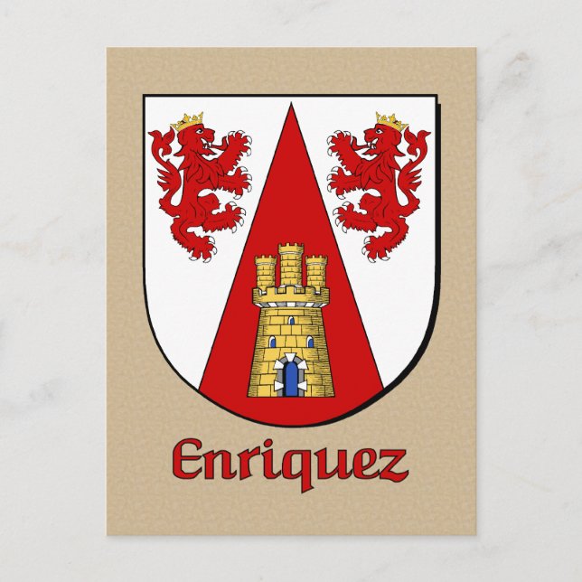 Carte Postale Bouclier héraldique de la famille Enriquez (Devant)