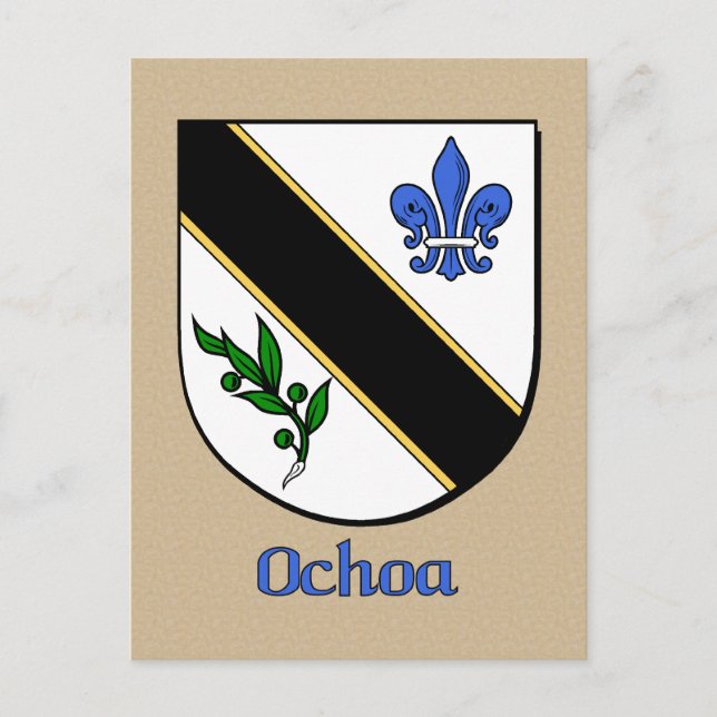 Carte Postale Bouclier héraldique de la famille Ochoa (Devant)