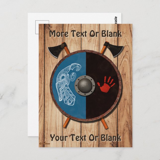 Carte Postale Bouclier viking et axes (Devant / Derrière)