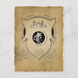 Carte Postale Bouclier vintage de chevalier Whimsy Mouse