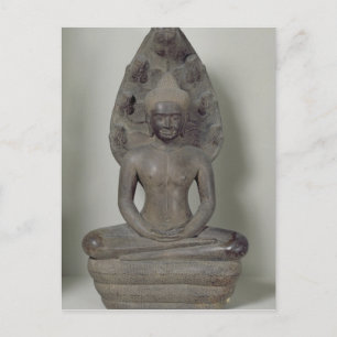 Carte Postale Bouddha assis dans la méditation sur la Naga, Angk