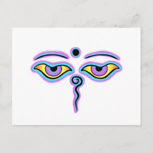 Carte Postale Bouddha bleu et violet Yeux.png