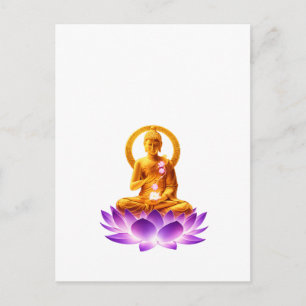Carte Postale Bouddha de méditation Lotus doré Yoga spirituel De