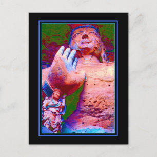 Carte Postale Bouddha géant dans les grottes de Yungang Chine