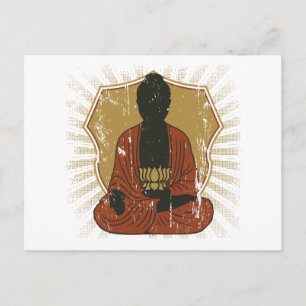 Carte Postale Bouddha Méditant Fleur Lotus