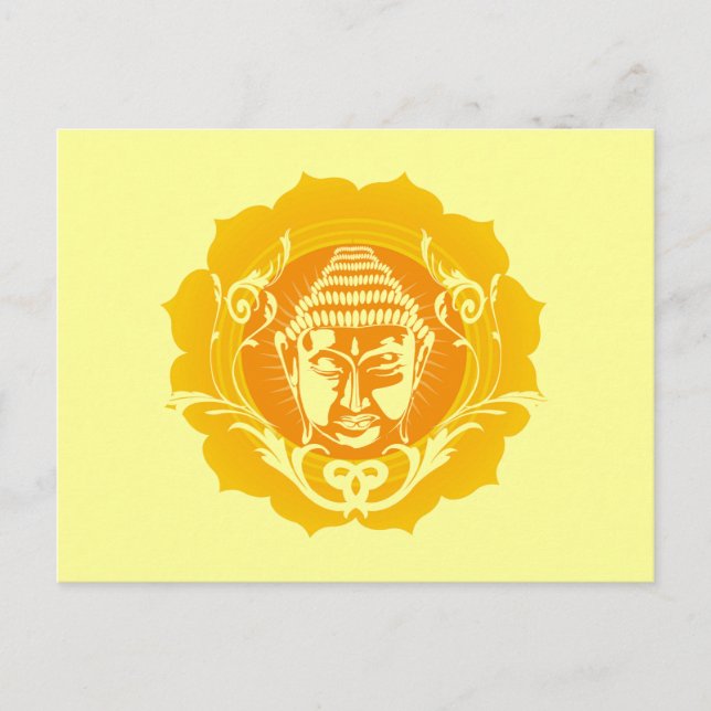 Carte Postale Bouddha orange et jaune (Devant)
