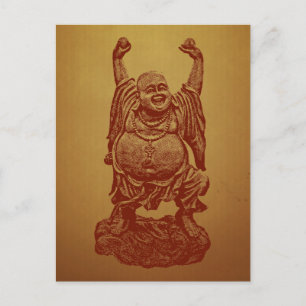 Carte Postale Bouddha riant (rouge foncé)