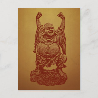 Carte Postale Bouddha riant (rouge foncé)