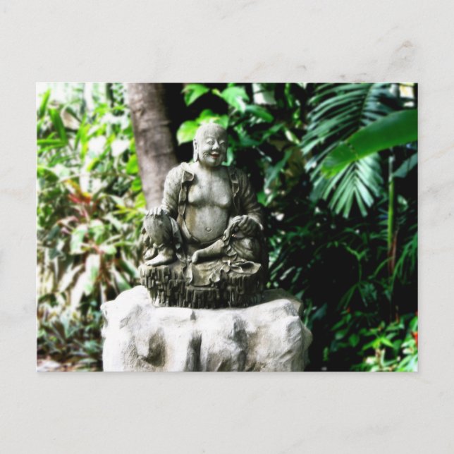 Carte Postale Bouddha riant thaïlandais dans le jardin (Devant)