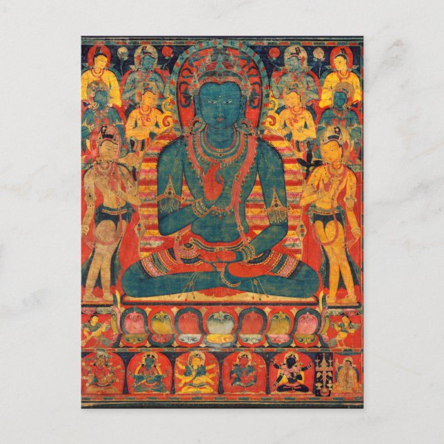 Carte Postale Bouddha transcendant du XIIIe siècle avec Bodhisat (Devant)