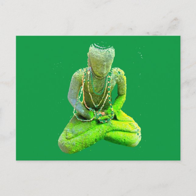 Carte Postale Bouddha vert Mossy méditant Thunder_Cove (Devant)