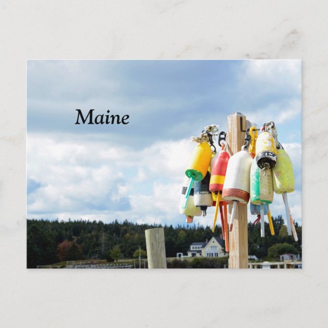 Carte Postale bouées de homard dans le Maine (Devant)