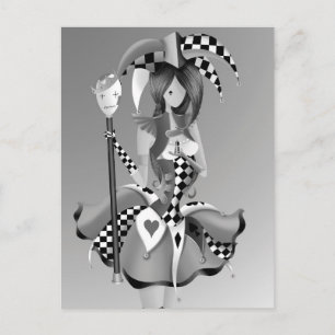 Carte Postale Bouffon Excentrique & Roi de Marionnettes Monochro