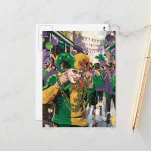 Carte Postale Bouffon joyeux de Mardi Gras idiot