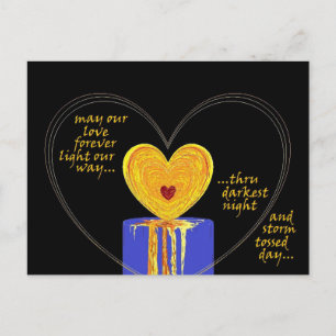 Carte Postale Bougie d'amour de coeurs Saint-Valentin Mariage An