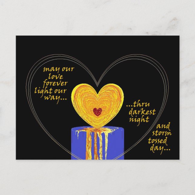 Carte Postale Bougie d'amour de coeurs Saint-Valentin Mariage An (Devant)