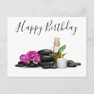 Carte Postale Bougie Pierre chaude Orchidée Fleur de Spa