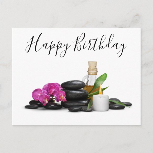 Carte Postale Bougie Pierre chaude Orchidée Fleur de Spa (Devant)